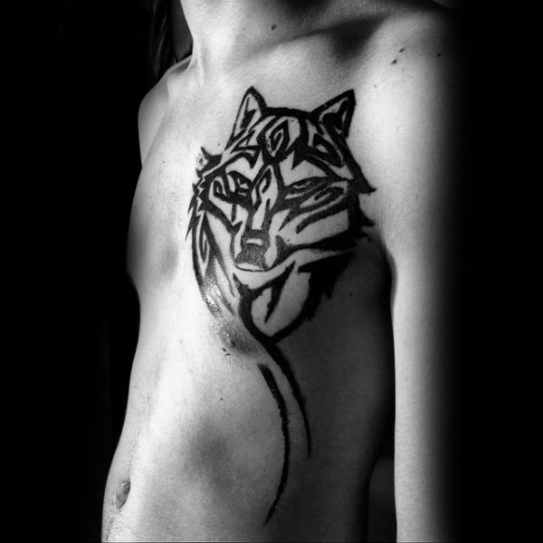 50 Tribal Wolf Tattoo Designs für Männer - Hunde-Tinte Ideen  