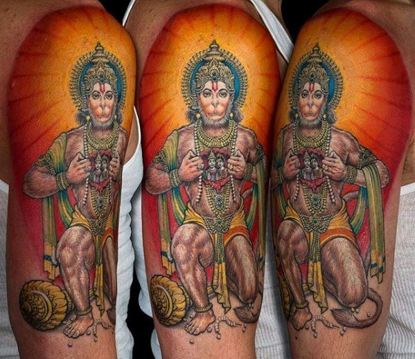60 Hanuman Tattoo Designs für Männer - Hinduismus-Tinten-Ideen  