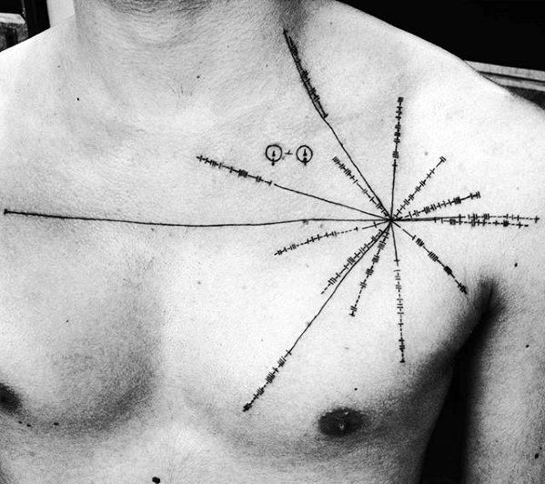 50 Pulsar Karte Tattoo Designs für Männer - Pioneer Plaque Ink Ideen  