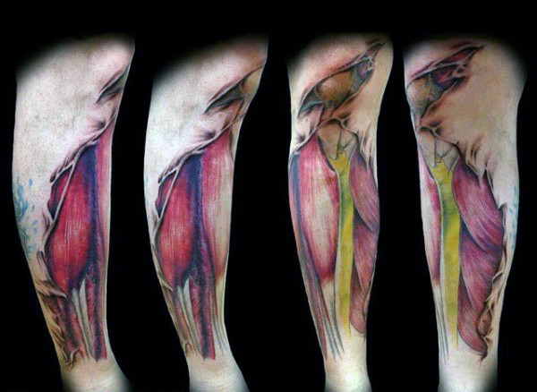 70 Muscle Tattoo Designs für Männer - Exposed Fiber Ink Ideen  