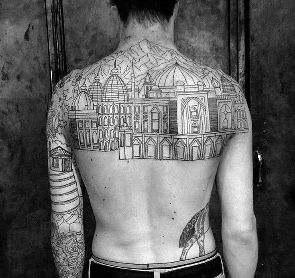 90 Building Tattoos für Männer - Architektur Ink Design-Ideen  