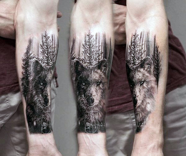 40 Wolf Unterarm Tattoo Designs für Männer - männliche Tinte Ideen  