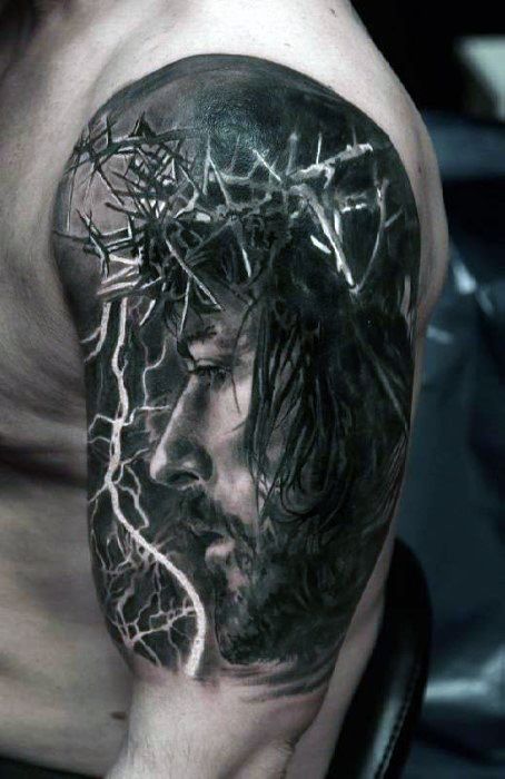 60 3D Jesus Tattoo Designs für Männer - religiöse Tinte Ideen  