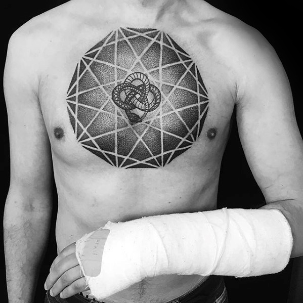 60 geometrische Brust Tattoos für Männer - Oberkörper Design-Ideen  