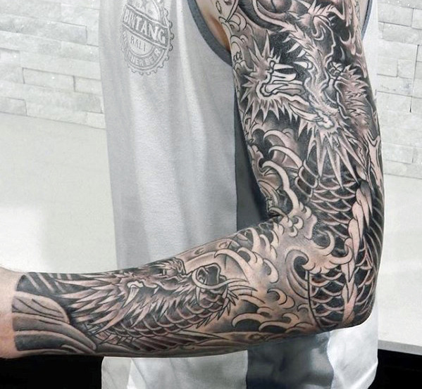 70 Dragon Arm Tattoo Designs für Männer - Fire Atmung Tinte Ideen  