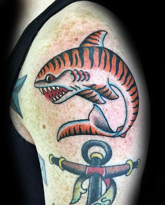 50 Tiger Shark Tattoo Designs für Männer - Sea Tiger Ink Ideen  