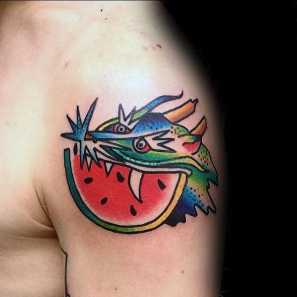 30 Wassermelone Tattoo Designs für Männer - Fruit Ink Ideen  