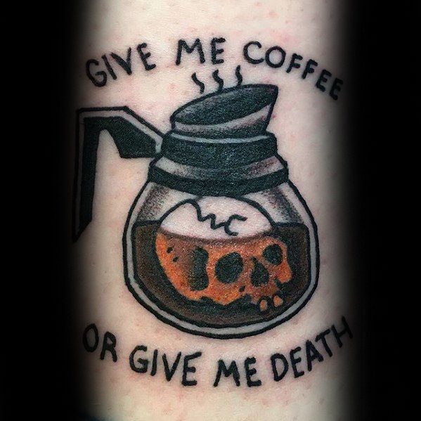 70 Kaffee Tattoo Designs für Männer - koffeinhaltige Tinte Ideen  