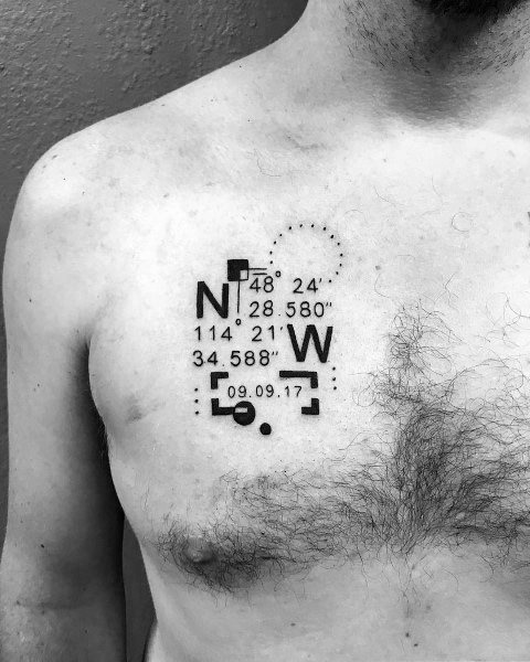 50 Koordinate Tattoo Ideen für Männer - Geographische Wahrzeichen Designs  