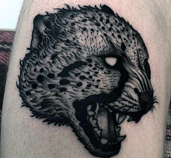 50 Cheetah Tattoos für Männer - große Spotted Cat Design-Ideen  