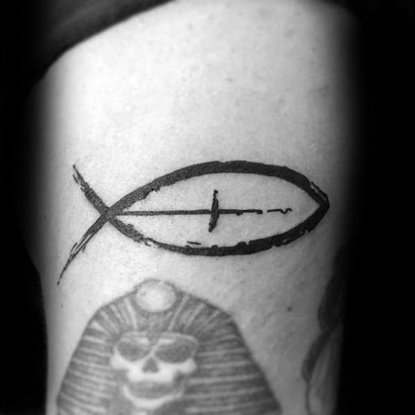 40 Ichthus Tattoo-Designs für Männer - Jesus Fisch Tinte Ideen  