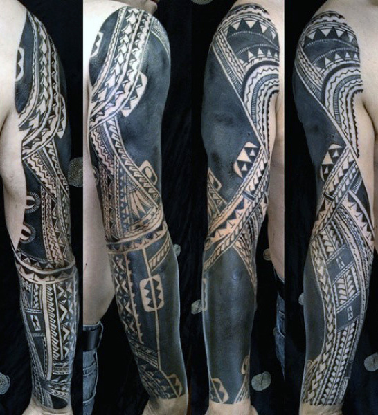 90 Tribal Sleeve Tattoos für Männer - Manly Arm Design-Ideen  