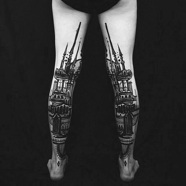 90 Building Tattoos für Männer - Architektur Ink Design-Ideen  