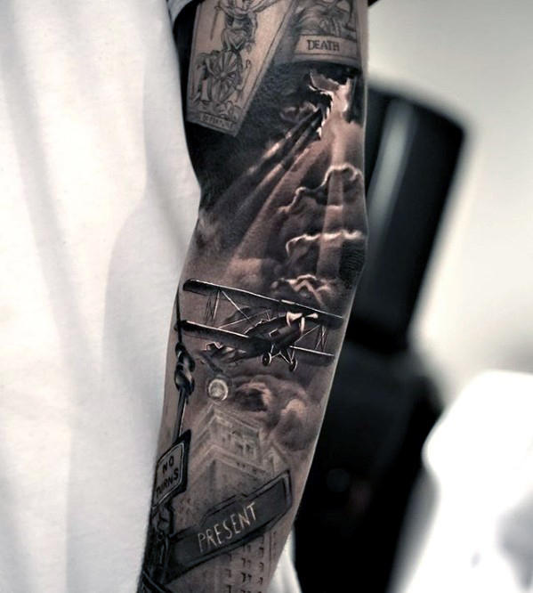 50 3D Ärmel Tattoos für Männer - Dreidimensionale Design-Ideen  