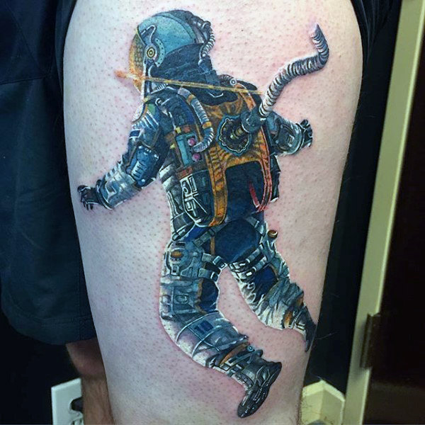 100 Astronaut Tattoo Designs für Männer - Raumfahrt Ideen  