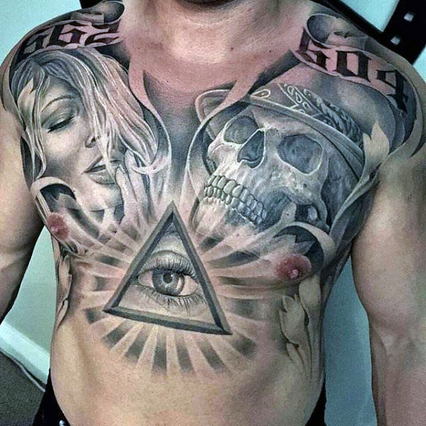 90 schwarze Tinte Tattoo Designs für Männer - dunkle Tinte Ideen  