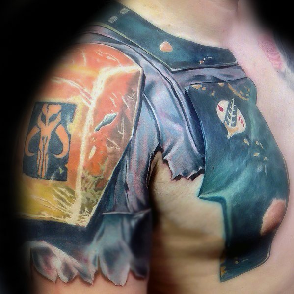 40 Mandalorian Tattoo Designs für Männer - Star Wars Ink Ideen  