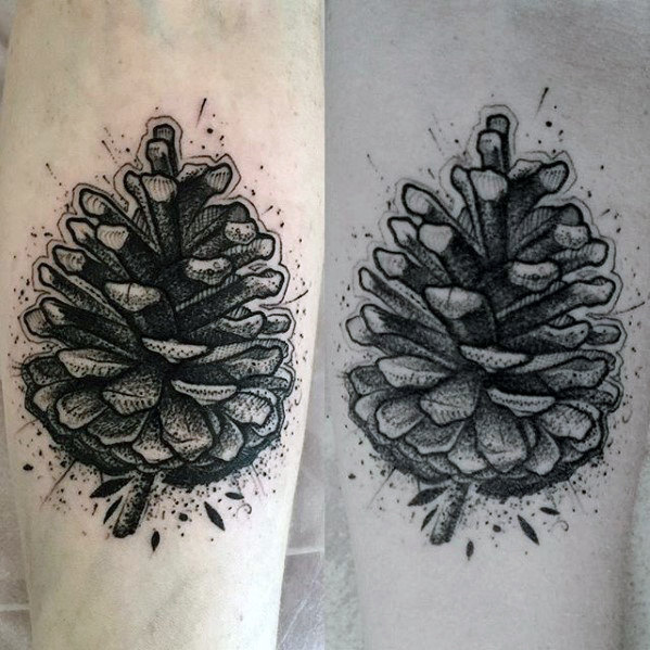 60 Kiefer Kegel Tattoo Designs für Männer - Evergreen Ink Ideen  