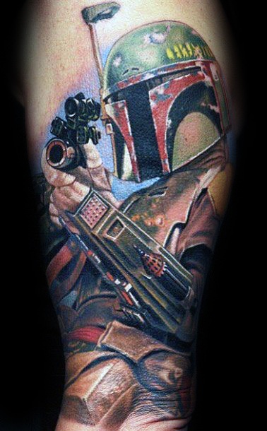 40 Mandalorian Tattoo Designs für Männer - Star Wars Ink Ideen  