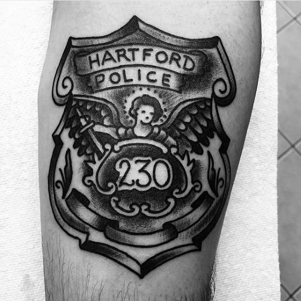 50 Polizei-Tattoos für Männer - Gesetzesvollstrecker-Design-Ideen  
