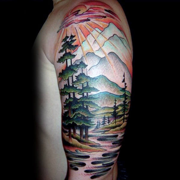 100 Natur Tattoos für Männer - Deep Great Outdoor Designs  