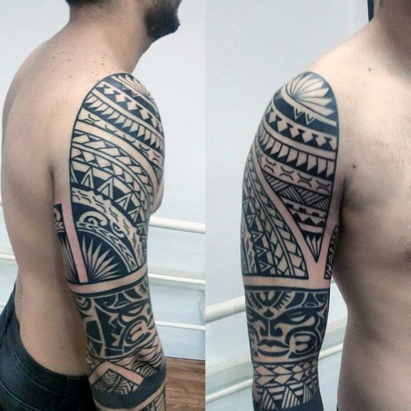 50 polynesischen Arm Tattoo-Designs für Männer - Manly Tribal Ideen  