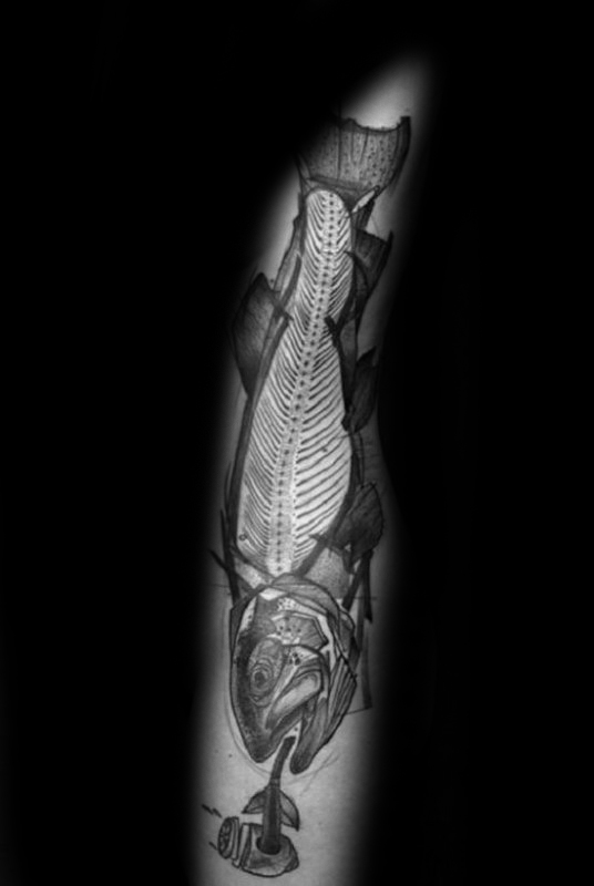 50 Fisch Skelett Tattoo Designs für Männer - X-Ray Ink Ideen  