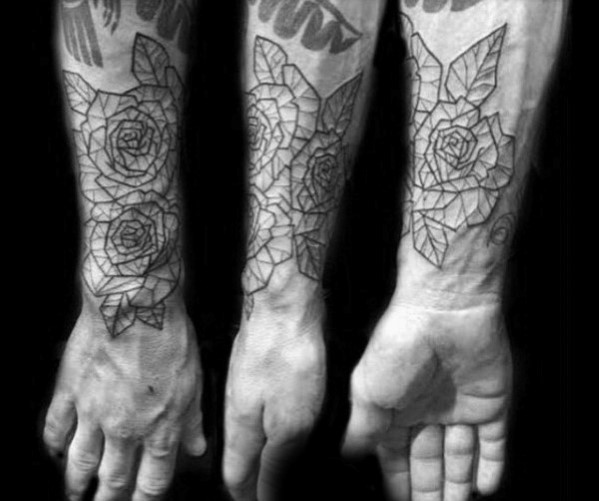 40 geometrische Rose Tattoo Designs für Männer - Blumen-Tinte-Ideen  