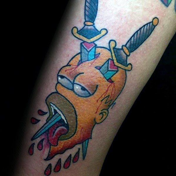 50 Homer Simpson Tattoo Designs für Männer - Die Simpsons Ink Ideen  