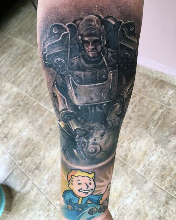 70 Fallout Tattoo Designs für Männer - Videospiel-Ideen  