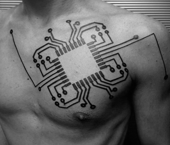 50 Computer Tattoo Designs für Männer - Technologie Tinte Ideen  