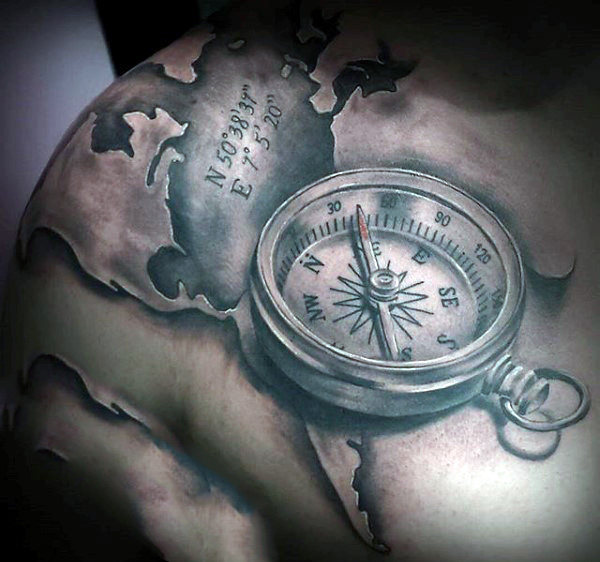 50 Weltkarte Tattoo-Designs für Männer - Abenteuer auf der ganzen Welt  