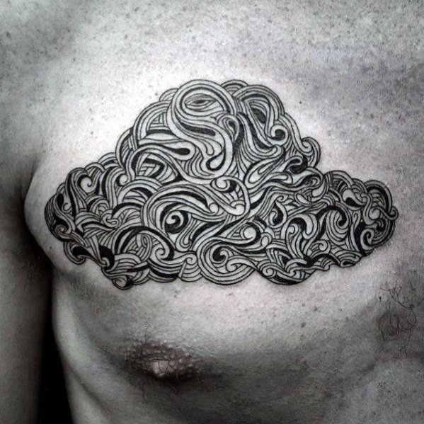 50 Wolke Brust Tattoos für Männer - Blue Sky Ink Design-Ideen  