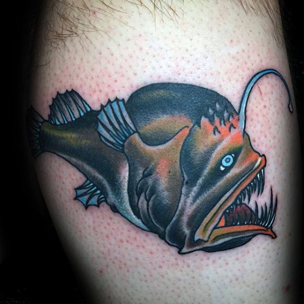 60 Angler Fisch Tattoo Designs für Männer - Tiefsee-Tinte Ideen  