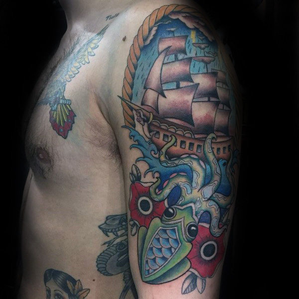 100 Kraken Tattoo Designs für Männer - Sea Monster Ink Ideen  