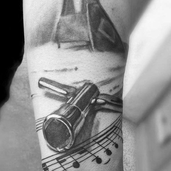 50 Musik Staff Tattoo Designs für Männer - Musical Pitch Ink Ideen  