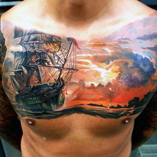 70 Sky Tattoos für Männer - Atmosphäre Design-Ideen  