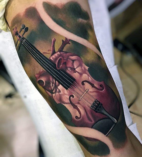 50 Violine Tattoo Designs für Männer - Musik Instrument Tinte Ideen  