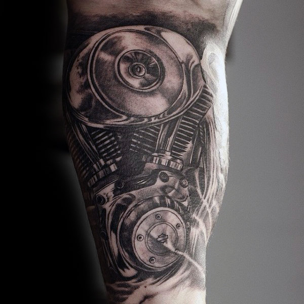 50 Motor Tattoos für Männer - Motor Design-Ideen  