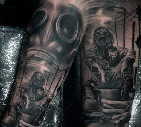 100 Gasmaske Tattoo Designs für Männer - ein Hauch von frischen Ideen  