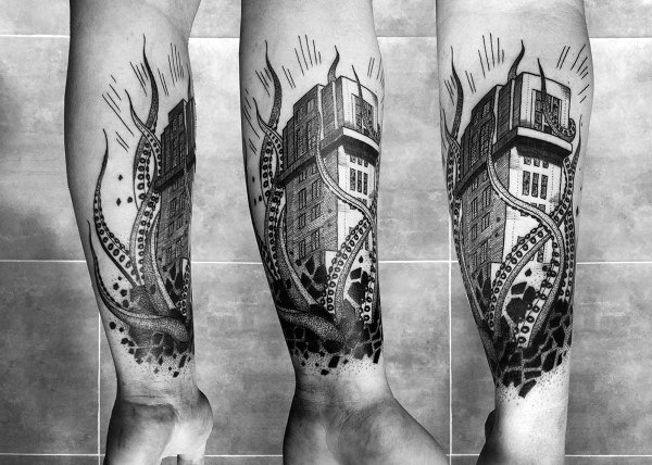 90 Building Tattoos für Männer - Architektur Ink Design-Ideen  