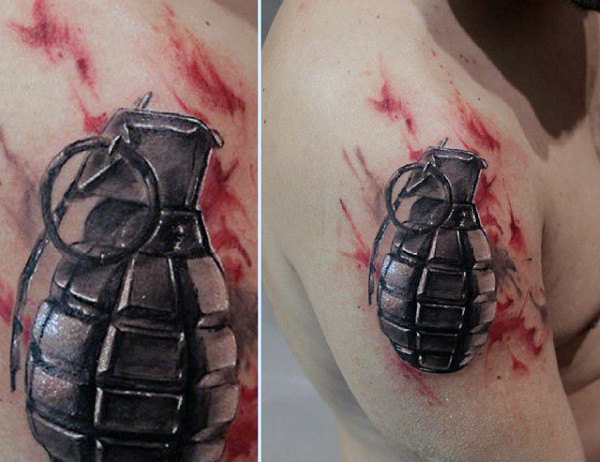 50 Granate Tattoo Designs für Männer - Explosive Ink Ideen  