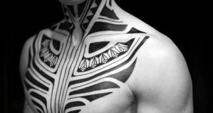 40 Tribal Neck Tattoos für Männer - Manly Ink Ideen  