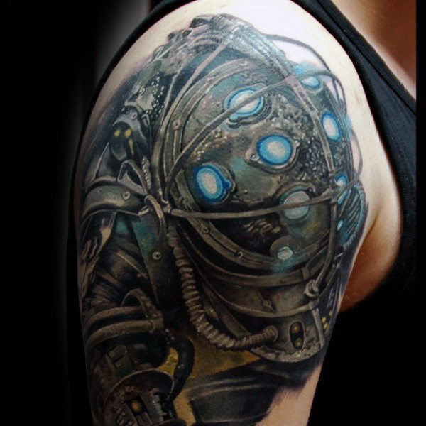 50 Bioshock Tattoo Designs für Männer - Videospiel-Tinten-Ideen  