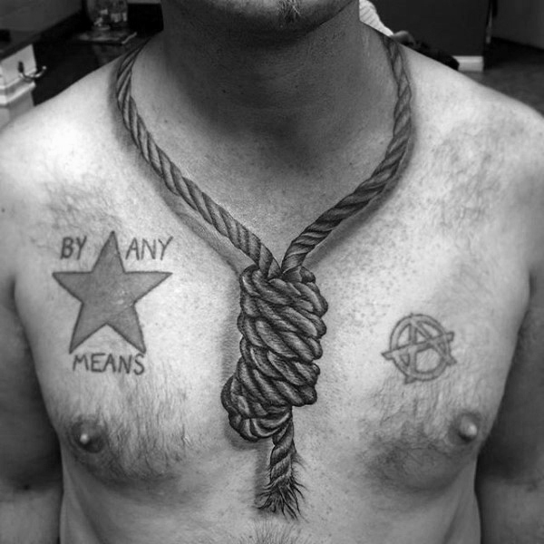 50 Noose Tattoo Designs für Männer - Henker Knot Ink Ideen  