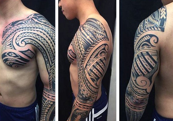 40 polynesische Ärmel Tattoo Designs für Männer - Tribal Ink Ideen  