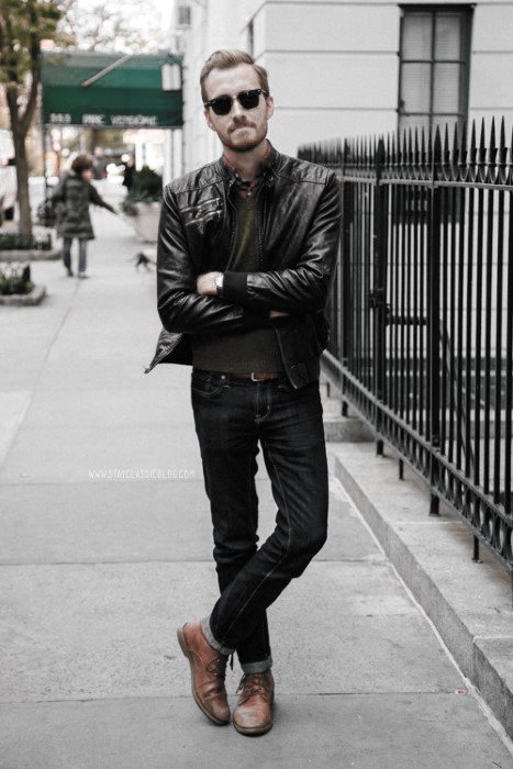 Wie trägt man eine Lederjacke für Männer - 50 Fashion Styles  