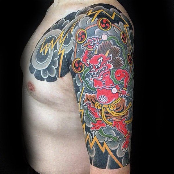 60 Raijin Tattoo Designs für Männer - japanische Mythologie-Tinten-Ideen  