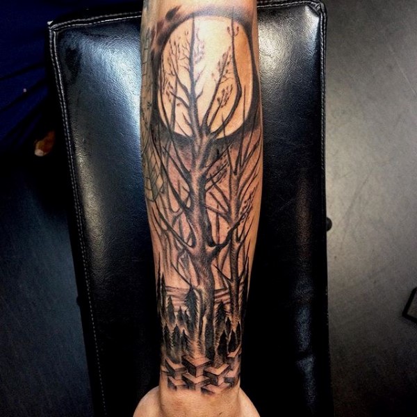 75 Tree Sleeve Tattoo Designs für Männer - Tinte Ideen mit Niederlassungen  