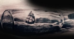 60 Schiff in einer Flasche Tattoo Designs für Männer - Maritime Kunst Ideen  